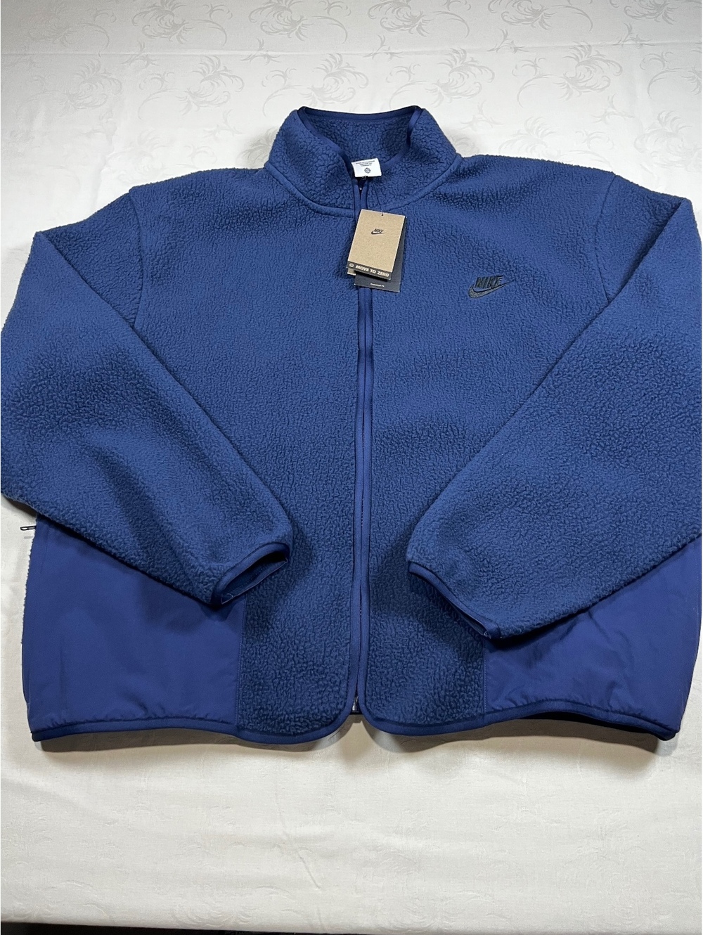 NEW $110 Nike Sherpa Fleece Jacket Oversized Fit Navy Blue Size Large